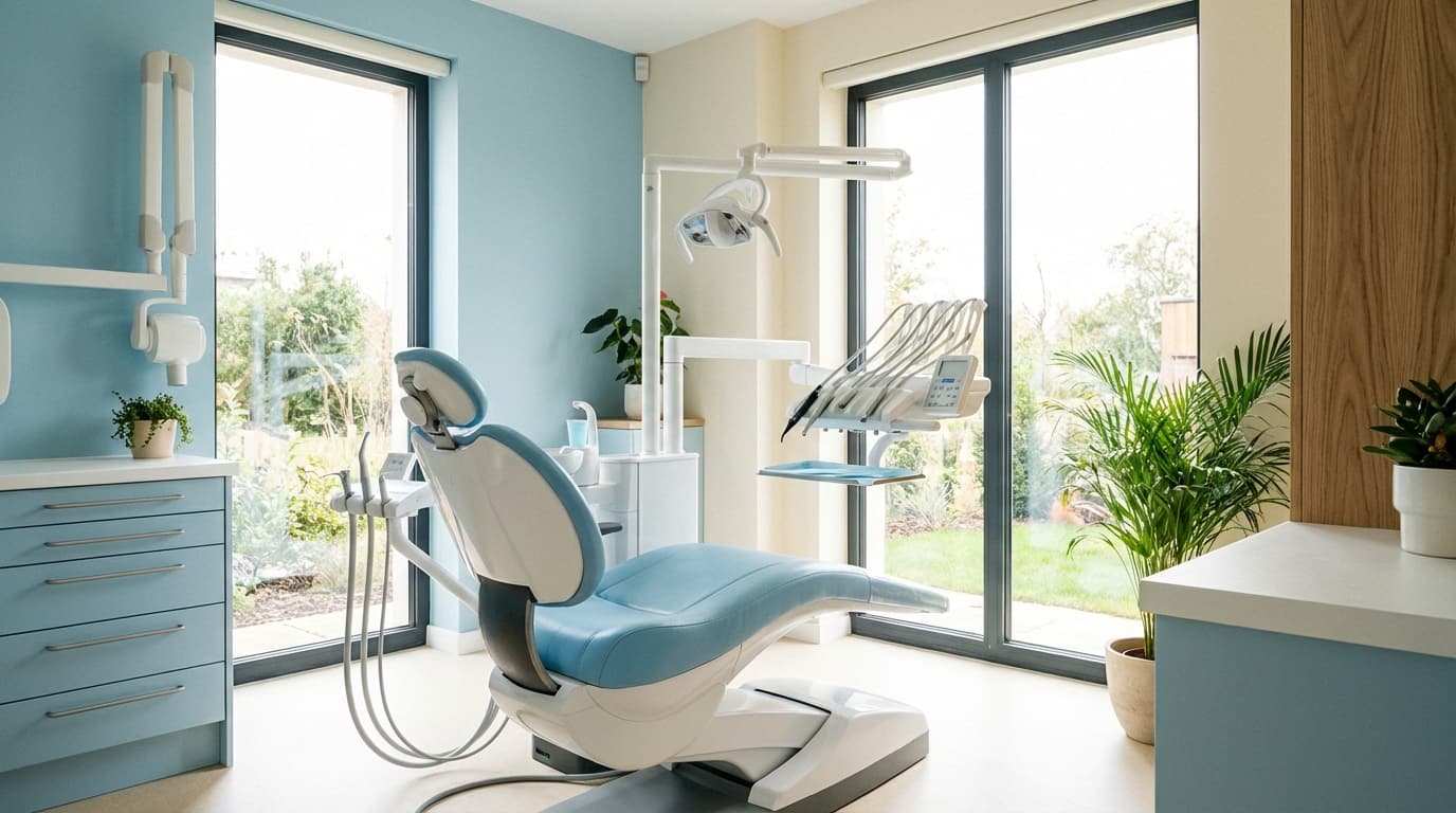 Helle, moderne Zahnarztpraxis mit zeitgemäßer Ausstattung